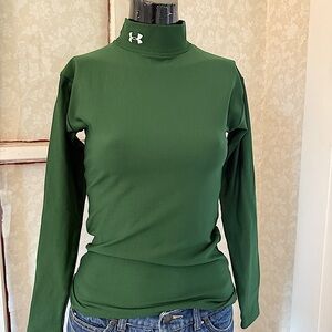 Under Armour Coldgear Dark Green Long Sleeve Mock Neck Top Shirt Size Small